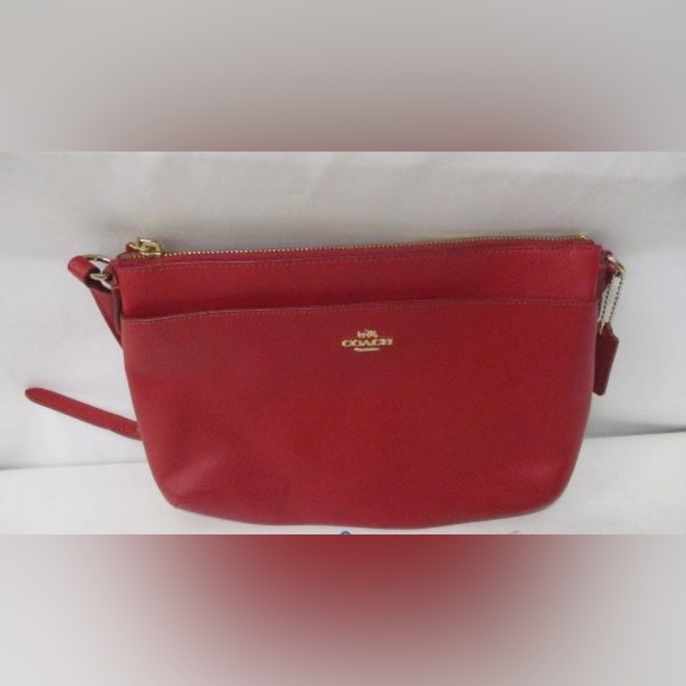 Coach Red Pebbled Leather Crossbody Handbag F52881